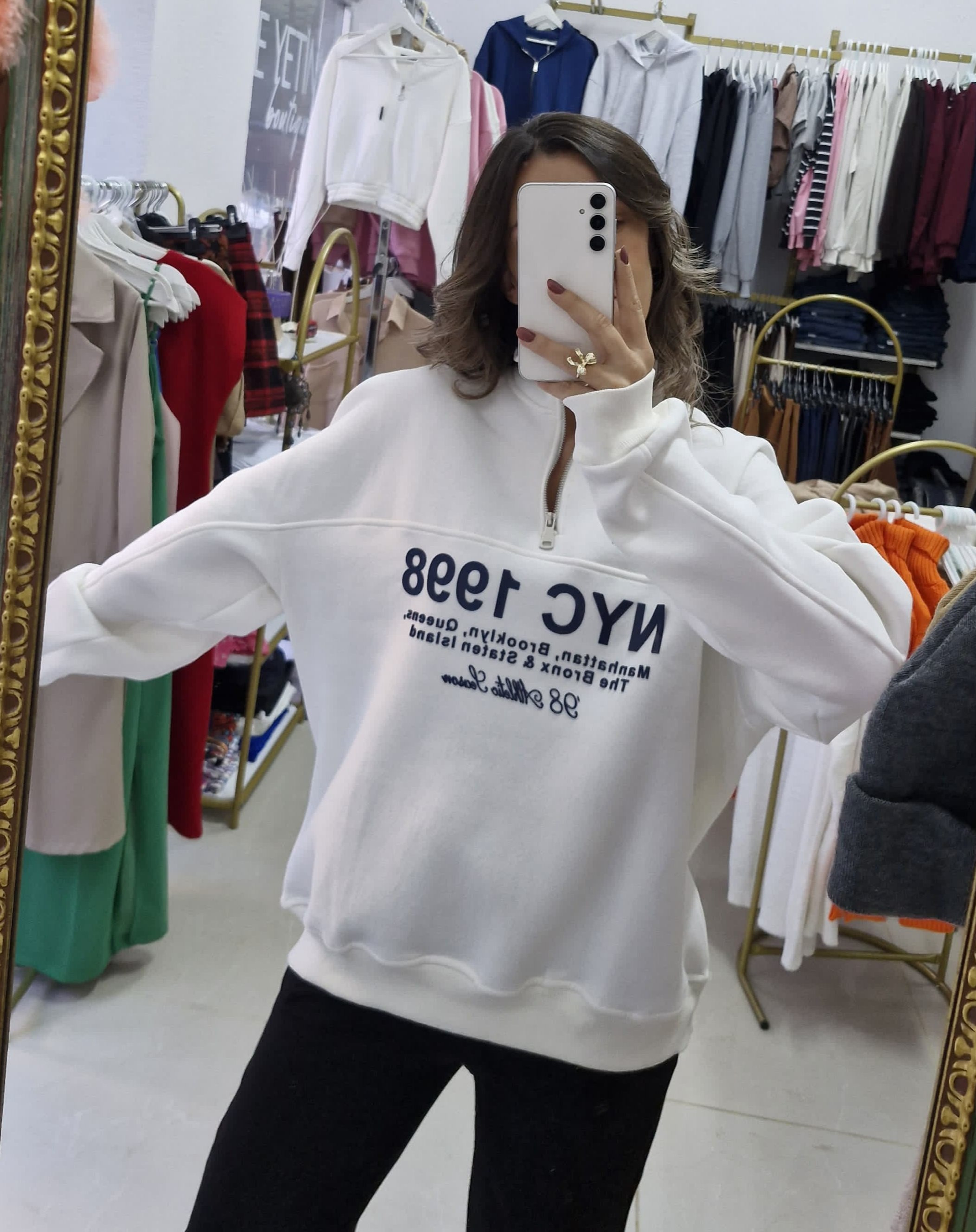 Boğazı Fermuarlı Sweatshirt