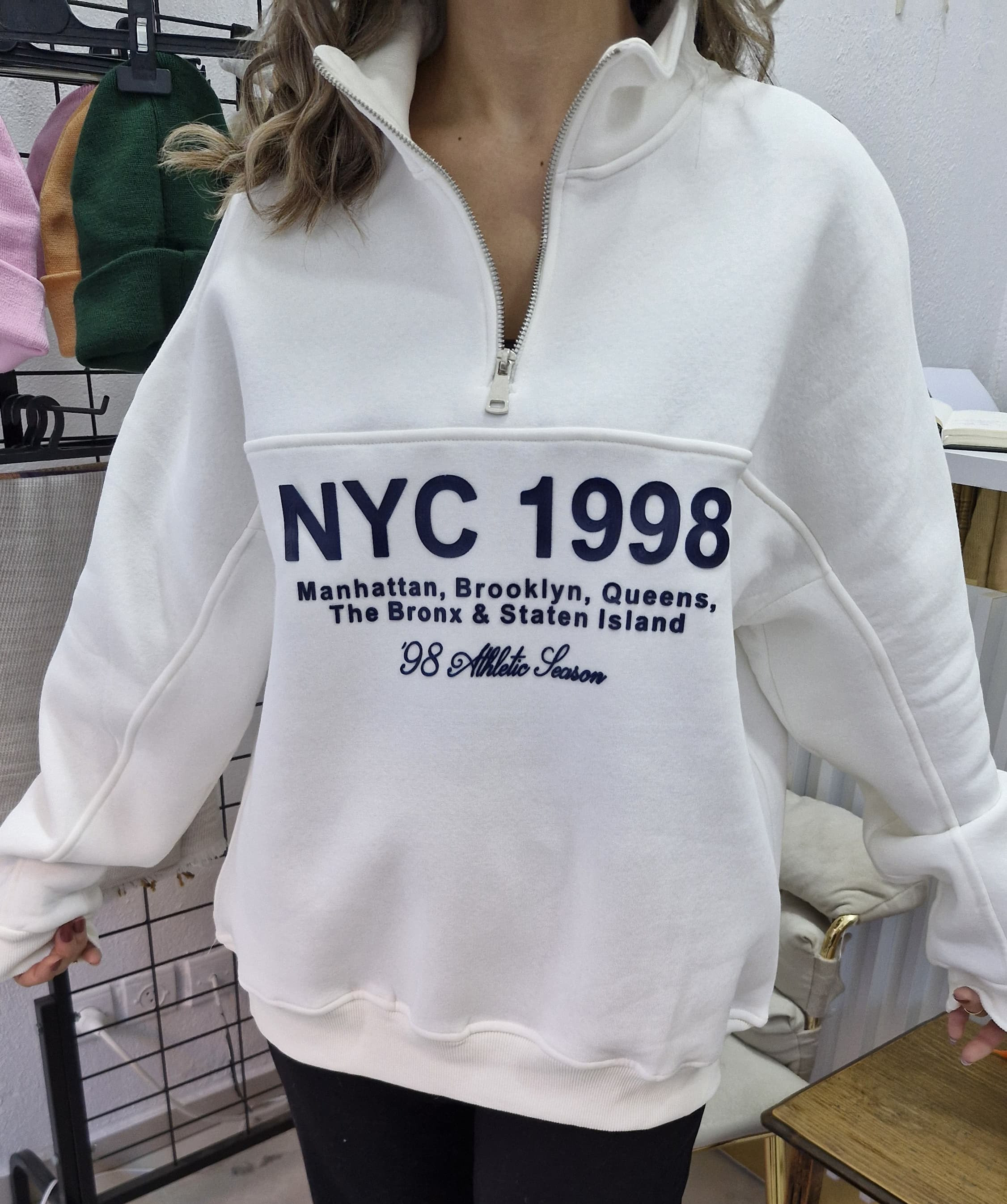 Boğazı Fermuarlı Sweatshirt