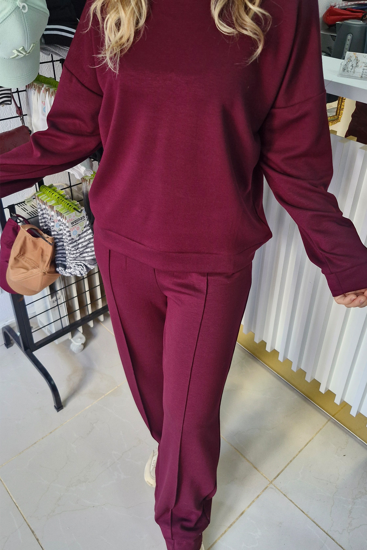 Bordo Modal Kumaş Çımalı Eşofman Takımı