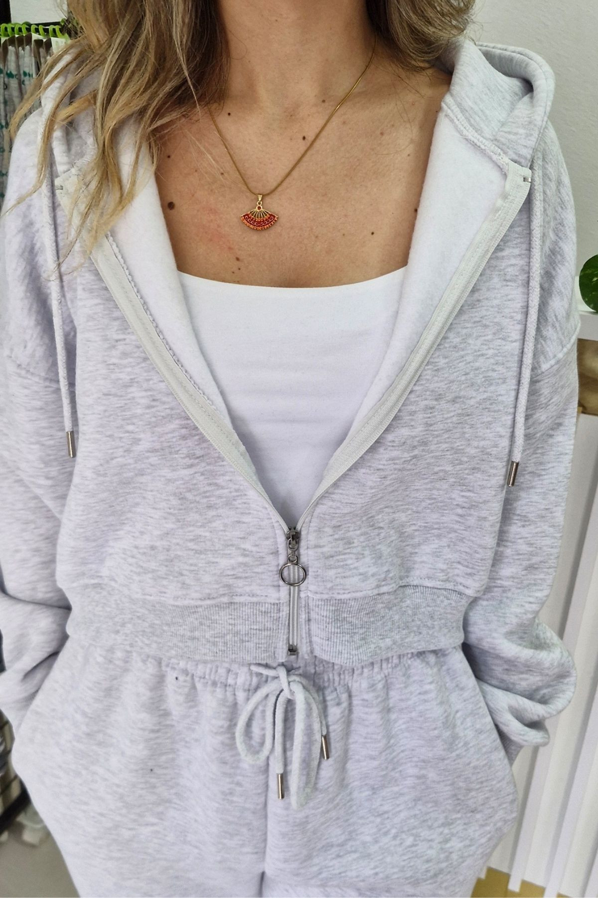 Crop Fermuarlı Hırka Karmelanj Renk