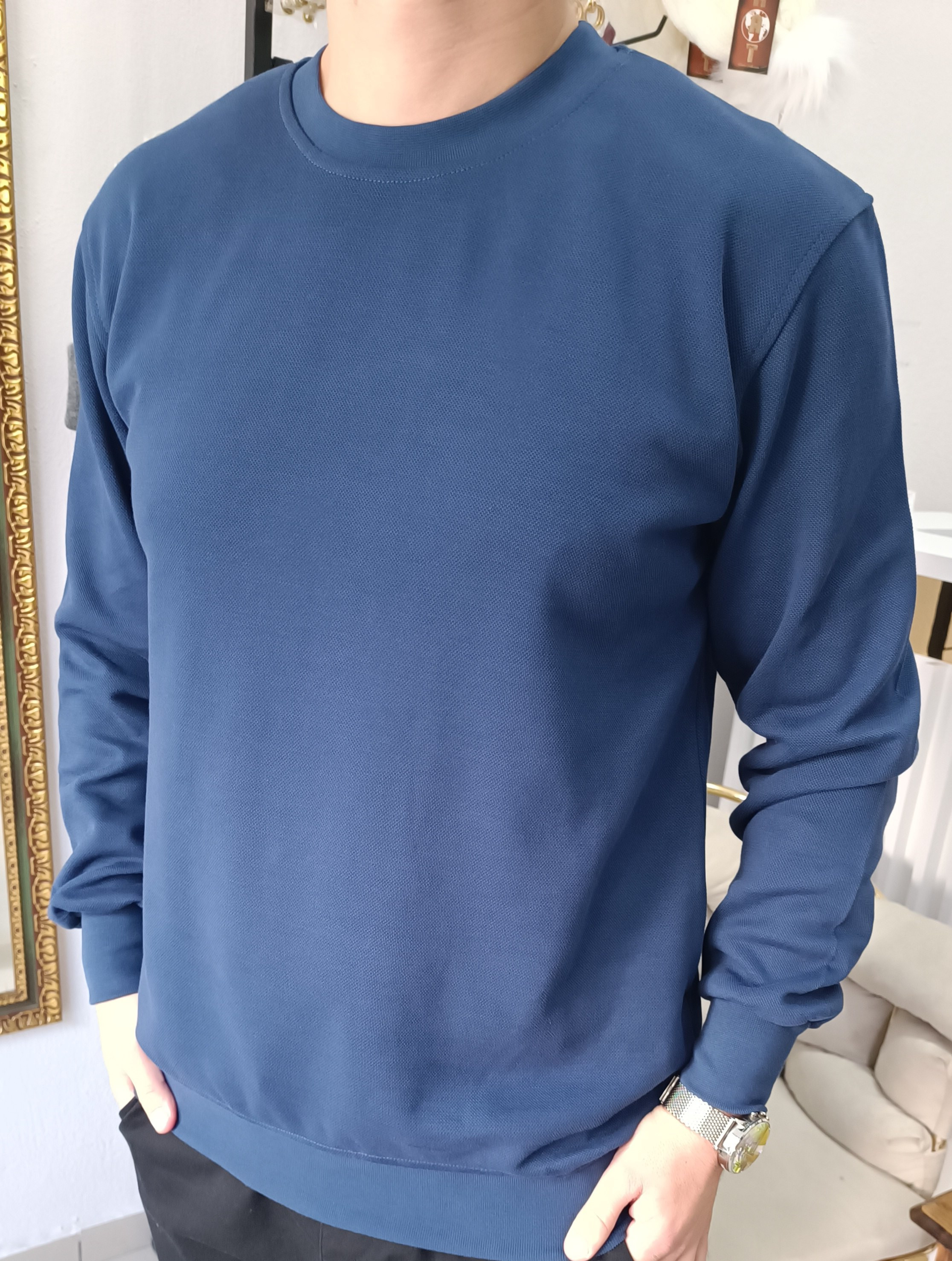 Erkek Basic Sweatshirt Lacivert