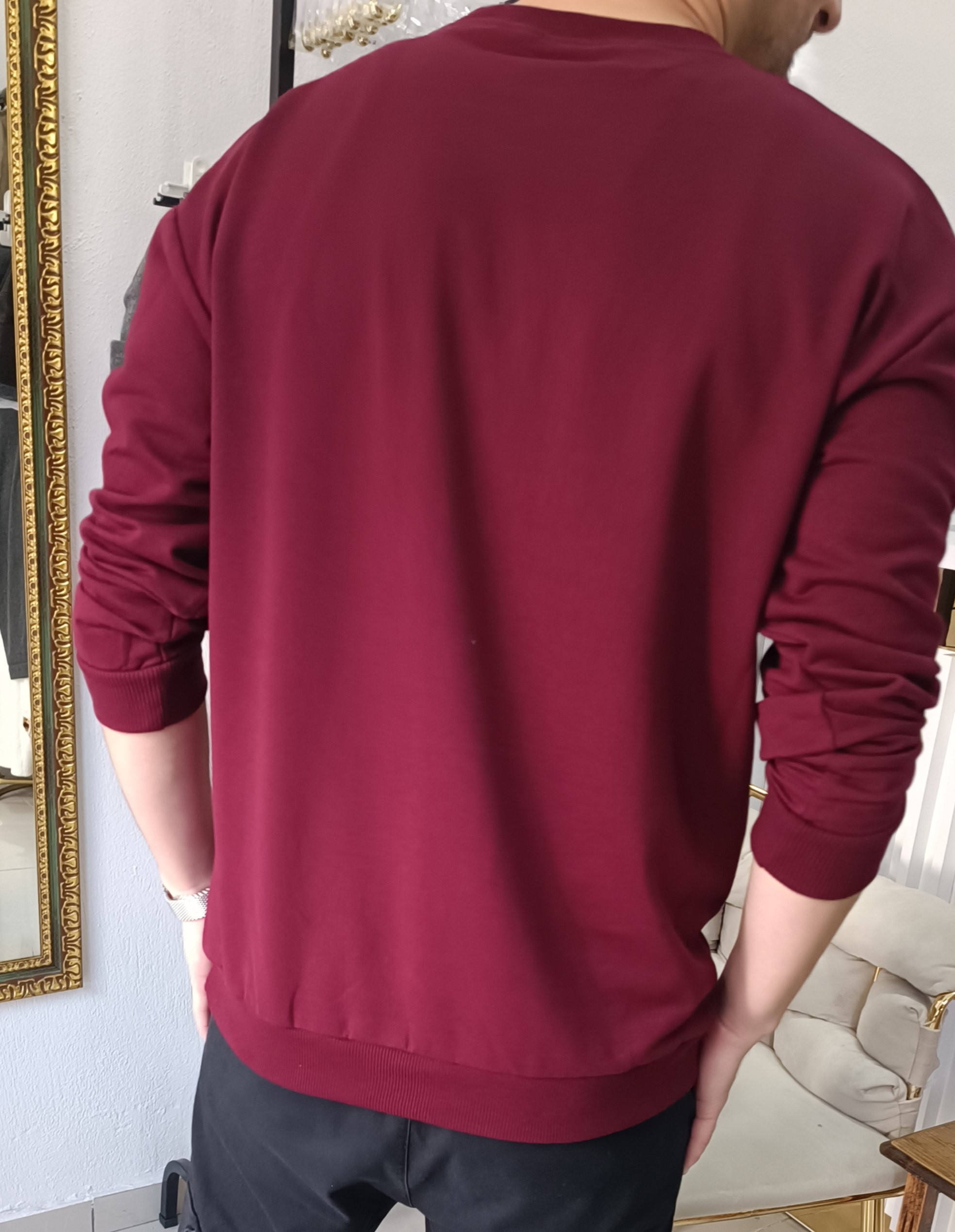 İki iplik Basic Sweatshirt Bordo