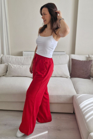 Kırmızı Natural Bürümcük Pantolon