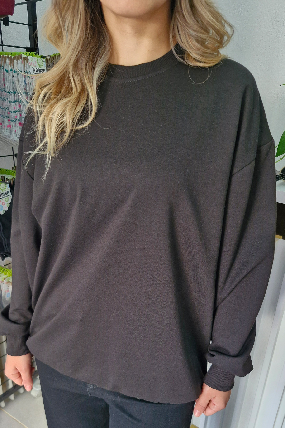 Siyah 2 İplik Basic Sweatshirt